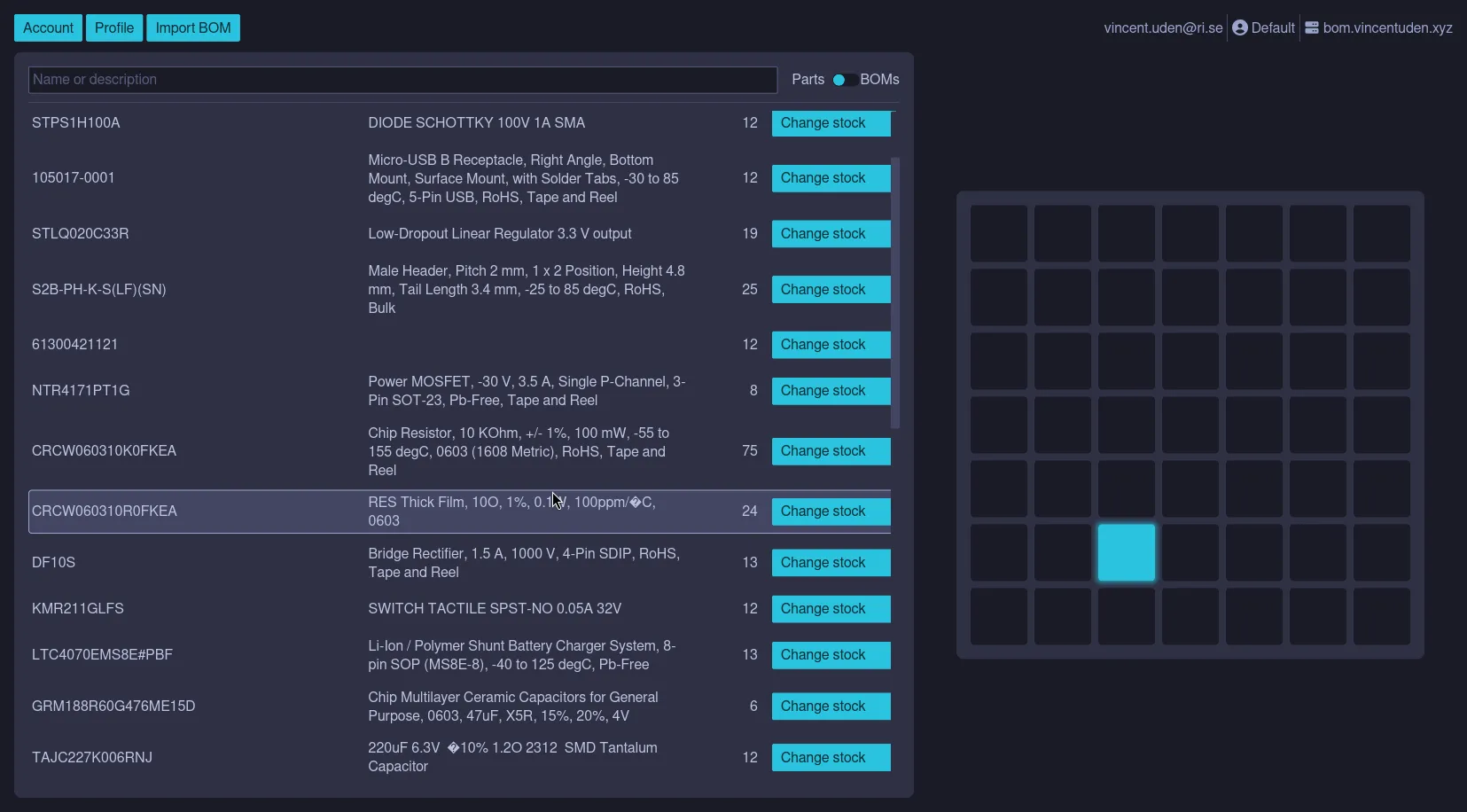A screenshot of the program